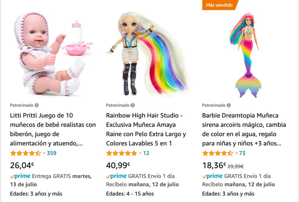 Tipos de publicidad en Amazon: sponsored products